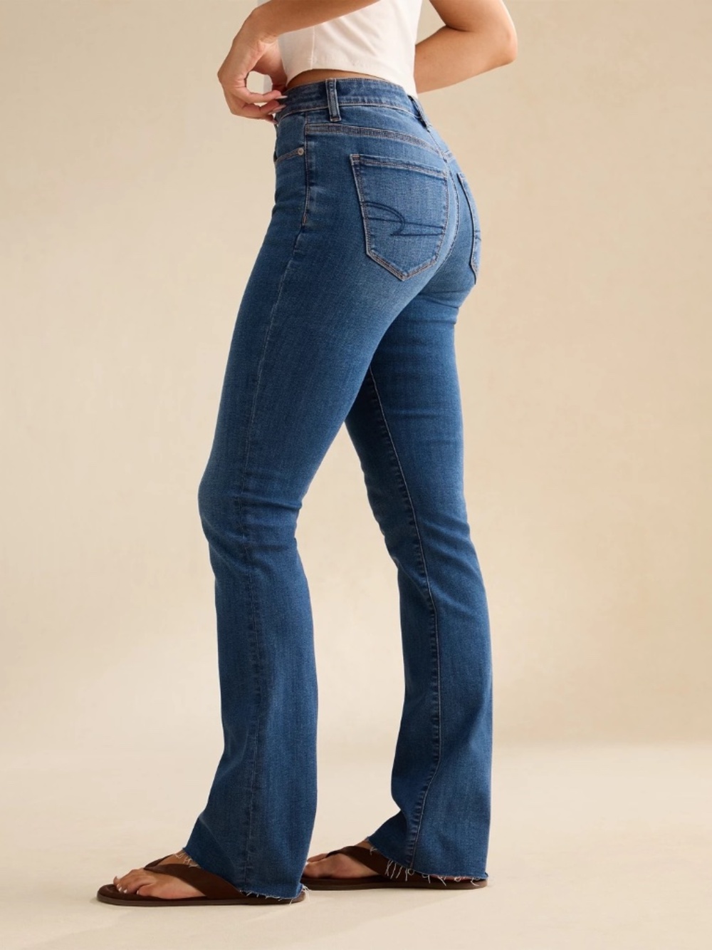 American Eagle High Rise Skinny Kick Jeans Blue Stretch Size 0 Short
